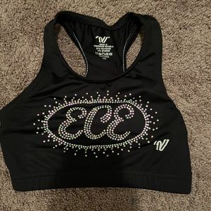 ECE black sports bra with rhinestones. Youth medium
